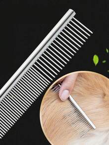 1 Piece Stainless Steel Pet Comb, Cat And Dog Hair Comb, Double-Sided Straight Comb Steel Comb, Suitable For All Types Of Long And Short Hair