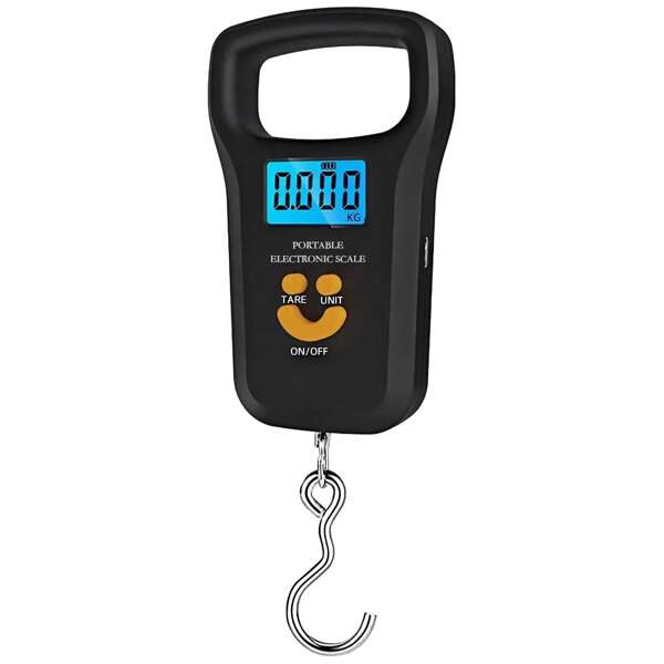 Báscula digital de pesca de 110 Lbs/50 Kg, actualiza tu equipo de pesca, báscula de peso de equipaje multifunción portátil, accesorios de pesca, báscula de equipaje precisa con pantalla LCD retroiluminada - ¡Regalo de pesca perfecto para hombres! (Baterías no incluidas)