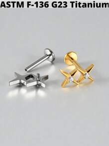 1PC G23 Titanium Zirconia Hexagram Lip Studs Internal Thread Zirconia Butterfly Ear Helix Tragus Cartilage Helix Earrings Body Piercing Jewelry