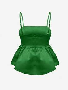 Women's Cute Ruffled Backless Green Cami Top, Party, Cute Summer Spaghetti Strap Top, Wedding Guest, Streetwear, Party - Green - View 3