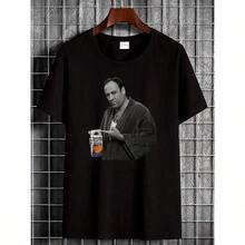 Tony Soprano Graphic T-Shirt - Official-Looking Design With Famous Scene, Soft Breathable Fabric, Relaxed Fit Crew Neck Tee For Men & Women -  TV Show Merchandise Collectible Gift For Fans, Casual Wear, Streetwear Style, Comfortable Clothing, Fan Merchandise, Pop Culture Apparel, Durable Print, Short Sleeve Shirt, Pop Culture Lovers - 黑色 - 查看 1