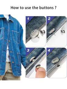6 Stück lose Jeans Knöpfe, keine Näharbeit erforderlich Ersatz Jeans Knöpfe, Taille Raffclips, Jeans Knopfnadeln, wiederverwendbar & verstellbar - Verschiedenfarbig - Übersicht 6
