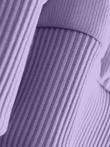 青少年女孩可爱吉他和口号印花运动衫圆领运动衫，适合女孩休闲舒适秋冬时尚服装可爱衣服 - 淡紫色 - 查看 7