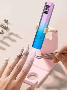 1pc Handheld UV Nail Lamp, Mini Nail Lamp, Portable LED Nail Lamp, Wireless USB Rechargeable Nail Dryer, Fast Curing, Pink Rechargeable Nail Curing Light, Compact Portable Battery Powered Mini Nail Curing Light, Handheld Phototherapy Lamp - Multicolor - View 4