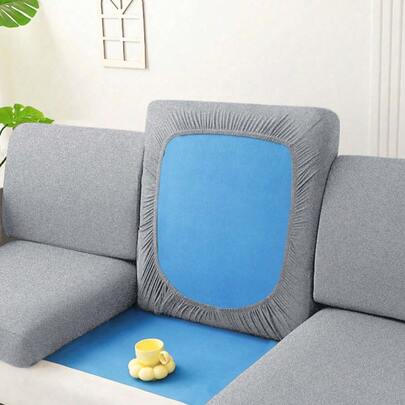 1pc Minimalist Modern Solid Color Milk Silk Elastic Sofa Seat Cushion Cover, Suitable For All Seasons