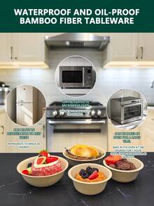 300毫升（10盎司）和500毫升（17盎司）一次性纸碗 - 采用竹纤维制成，防油、防水、耐热！小容量适合盛放零食和酱料，大容量适合盛放热汤和方便面。适合户外野餐、露营聚会、烧烤派对等。