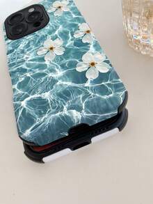 1pc Floral Pattern Soft TPU+PC Shockproof Anti-Slip Phone Case, Compatible With Apple 11/12/13/14/15/16/16 Plus/16 Pro/16 Pro Max