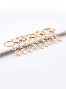 9件套 26x10mm 音符高音吊坠钥匙扣 20mm 外径圆形金属丝钥匙圈 无链钥匙扣 可爱哥特风 Y2K 圣诞礼物创意 包包挂饰 汽车 老师 朋友 姐妹 - KC金色 - 查看 3