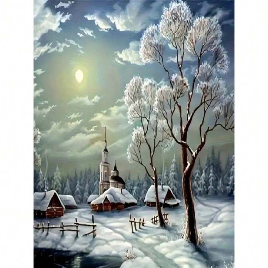 5D Diamond Painting Kit DIY White Tree Full Circle Diamond Numerical Embroidery Mosaic Art Craft; Diamond Painting Kit And Accessories; Festival Decoration Art Pain; Wall Decoration For Bedroom And Office; Birthday Gift; Office Decoration - 彩色 - 查看 1