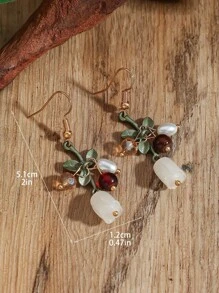 1 Pair Vintage Chinese Style Hollow Round Earrings For Women, Suitable For Casual Wear