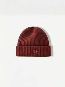 Men's Cute Dog Embroidered Ribbed Knit Beanie, Warm Cuffed Winter Hat For Casual Outdoor Wear - Knitted Hat - View 7