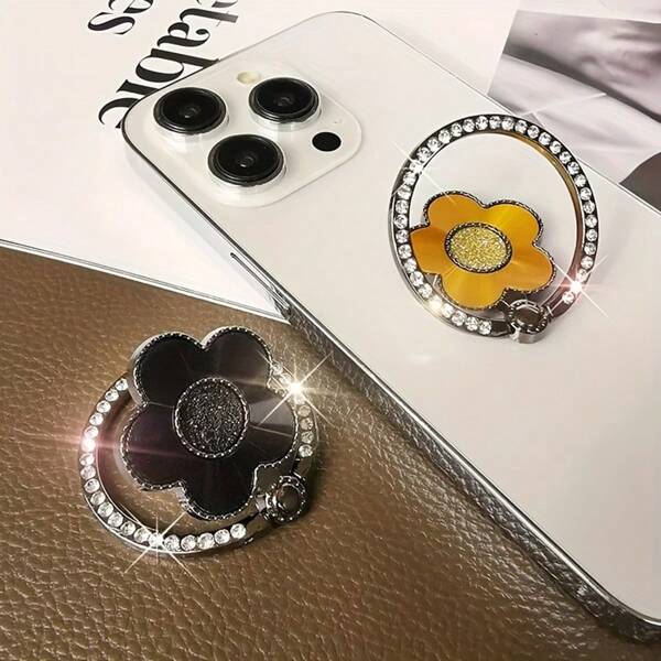 Supporto per telefono a fiore di prugna, in materiale PP, supporto per telefono a comparsa adesivo, supporto per fiori alla moda con specchio per il trucco, per supporto da tavolo compatibile con iphone, telefono Android, regalo per compleanno, famiglia, amici, accessori per telefono con impugnatura a spinta-trazione