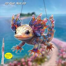 زخرفة نافذة أكريليك ملونة على شكل سحلية فيرفلاي المكسيكية 2D بطول 7.9 بوصة، تصميم سحلية متعدد الألوان حيوي مع أجنحة مضيئة، مناسبة لديكور المنزل والحديقة، ديكور الرواق الداخلي/الخارجي، هدية فريدة لعيد الميلاد أو الاحتفال بالمنزل الجديد، ديكور الحديقة | تصميم سحلية حيوي | بلاستيك متين، ديكور السحلية