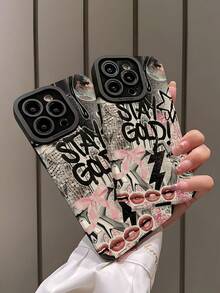 1 件时尚豹纹蝴蝶结拼贴图案仿皮柔软防震手机壳适用于苹果且防水防摔防刮 - 彩色 - 查看 5