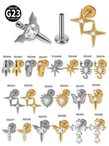 1PC G23 Titanium Zirconia Hexagram Lip Studs Internal Thread Zirconia Butterfly Ear Helix Tragus Cartilage Helix Earrings Body Piercing Jewelry