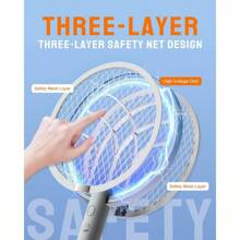 Electric Fly Swatter Racket, Mosiller 2 In 1 Smart Bug Zapper  Power Take Off Generators With USB Rechargeable Base, Powerful Mosquitoes Trap Lamp  Fly Killer For Home, Bedroom(Light Grey1 Pack)