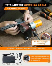 Mini Belt Sander, 15 °   Electric Belt Sander Knife Making Supplies, 7 Adjustable Speed Electric Knife Sharpener, Power Belt Sanders For Woodworking, Metal Working DIY, Belt Grinder & Small Sander