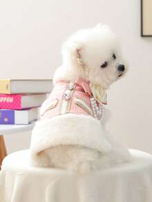 1pc Pet Clothes, Cute Dog/Cat Apparel For Small Dogs, Warm & Comfortable Autumn/Winter Vest With Heart Pattern - Pink - View 3
