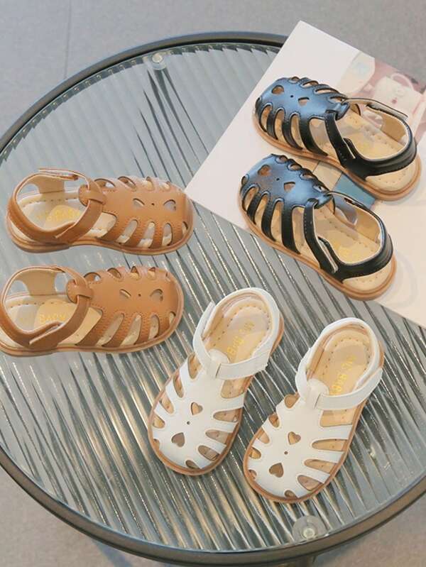 Sandalias casuales transpirables de verano con diseño calado y protección de dedos para niños pequeños