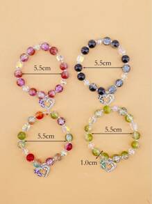 4 pezzi Braccialetto di cristallo di vetro a cuore bohémien sfumato alla moda, regalo di compleanno/festività per le donne