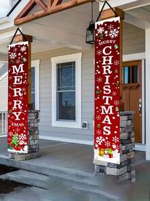 2 szt. baner świąteczny z napisem "Wesołych Świąt", dekoracja na drzwi ganku, odpowiedni do miasta, na ścianę wiejską, do ogrodu wewnętrznego i zewnętrznego, dekoracja na imprezę świąteczną