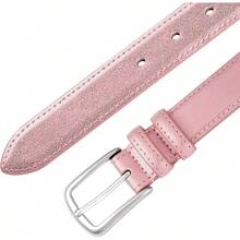 Multicolored Leather Waist Belt With Pin Buckle For Jeans - 粉紅色02 - 查看 5
