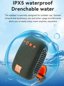 T&G Altavoz portátil con clip T&G TG392, resistente al agua IPX4, graves potentes, adecuado para ciclismo, con salida de audio para tarjeta/USB y excelente calidad de graves para tu disfrute