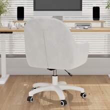 Nalupatio Home Office Chair, Velvet Chair With Head Cushion, 360° Rotatable, Height-Adjustable Office Chair Ergonomic, Make-Up Chair Swivel Chair, For Study Bedroom, Load Capacity Up To 150 Kg - 白色 - 查看 6