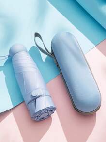 1pc Mini Pocket Capsule Umbrella, Fresh Black UV Protection Sunshade Umbrella, Foldable Rainy & Sunny Use