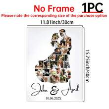 1pc Custom Wedding Couple Photo Collage Template |Editable + Printable Canva Template |Custom Wedding Anniversary |DIY Bride And Groom Photo Collage,Suitable For Bathroom Decor ,Kitchen Decor,Living Room Decor,Bedroom Decor,Optional Frame - Multicolor - View 17