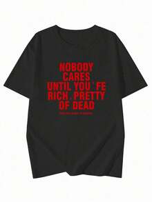200g Cotton T Shirt Women's New Summer Short Sleeve Cotton Girl Pattern Printed Short Sleeve Round Neck Women's Round Neck Top For Couple - 黑色 - 查看 2