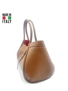 Stylish Multifunctional Tote Bag With Shoulder Strap-MADE IN ITALY FIRENZE - Deep Camel D17 - View 2