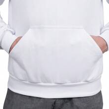 Moletom Canguru Branco  Simples    Outono / Inverno    Ajuste Regular    Cordão  Bolso    Dia dos Pais