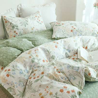 3pcs Floral Pattern Duvet Cover Set, Bedding, Ultra Soft & Skin-Friendly Duvet Cover, Washed, Floral Print Duvet Cover Set, Includes Pillow Sham, Excludes Comforter, Suitable For Twin, Full, Queen, King Beds, All Seasons, Home Decor, Bedding Gift, Machine Washable