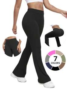 1 Piece Of Fitness Pants For Women, High Waisted And Hip Lifting Sports Pants For Training, Running, Slimming, Yoga, Flared Pants - 黑色 - 查看 1