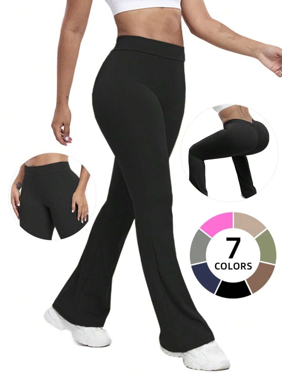 1 Piece Of Fitness Pants For Women, High Waisted And Hip Lifting Sports Pants For Training, Running, Slimming, Yoga, Flared Pants - 黑色 - 查看 1
