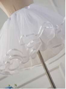 White Black Lolita Cute Boneless Puffy Skirt Cosplay Underskirt Women Petticoats Tutu Dress With Satin Ribbon Halloween