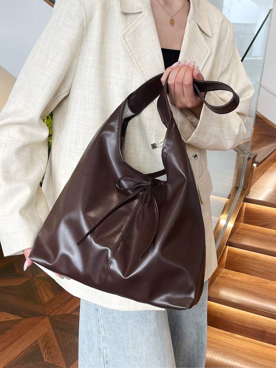 Túi đeo vai thời trang dung tích lớn dành cho nữ, Túi tote thiết kế - Cà phê - Xem 1