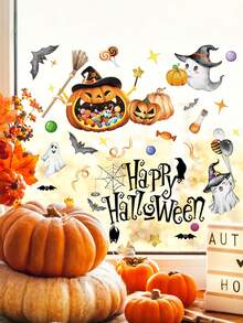 2PCS/SET Stiker Jendela Halloween, Desain Hantu Klasik, Stiker Statis yang Dapat Digunakan Kembali, Bentuk Asimetris Semi-Mengkilap PVC, Dekorasi Rumah Meriah dengan Pola dan Hiasan Lainnya - MultiWarna - View 5
