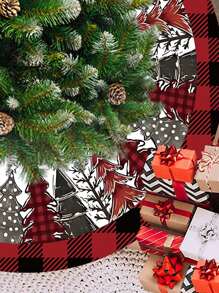 1 pieza Falda para árbol de Navidad, opciones de diámetro de 60/90 cm, decoración a cuadros rojo y negro clásica, diseño con patrón de árbol de Navidad, decoración navideña, decoración del hogar para Navidad, Feliz Navidad