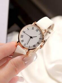 3pcs Fashion Elegant Gift Set: Casual Floral Quartz Watch, Versatile Leather Belt, Suitable For Gifts, Sisters And Couples
