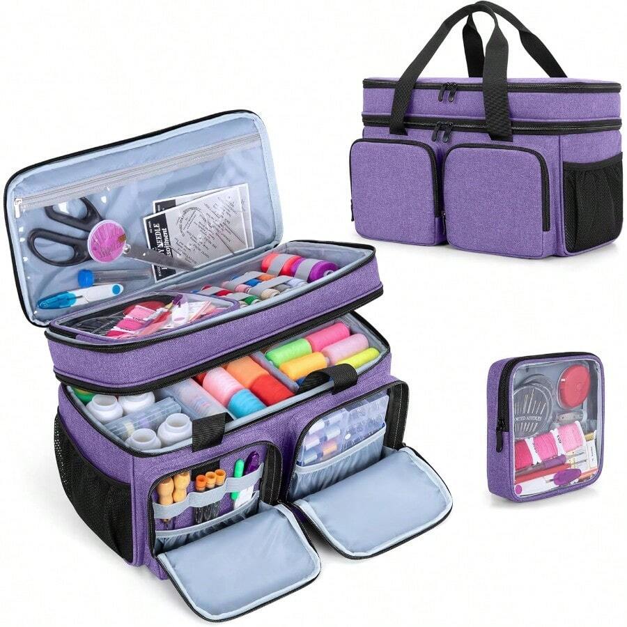 BAFASO Sewing Bag Large Sewing Accessories Organiser Bag Sewing Bag for Sewing Machine Accessories Sewing Accessories Storage Bag Sewing Storage Bag for Travel Purple - Violett - Übersicht 1