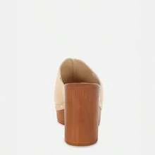 Masaki Soft Suede Leather Wooden Clogs - Màu be - Xem 5