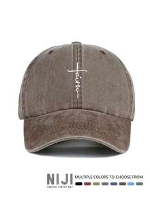 Faith Cross 印花棒球帽 纯色水洗做旧休闲运动帽 轻便可调节老爹帽 男女皆宜