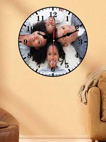 1 Piece 10/12 Inch Custom Photo Wall Clock - Silent Non-Tick Wooden Digital Clock, Personalized Gift For Valentine's Day, Wedding, Home Decoration, Office Or School (Batteries Not Included), Clock Wall Decoration, Living Room Home Decoration, Living Room Decoration, Wall Decoration, Home Decoration,