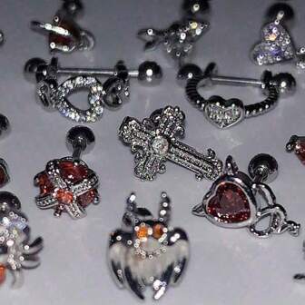 1 件哥特式恶魔蝙蝠十字架耳环，时尚前卫，适合日常佩戴和派对