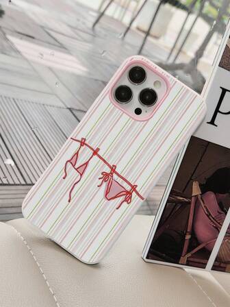 1 pieza Funda protectora de teléfono suave 2 en 1 compatible con teléfonos Apple, a prueba de agua, a prueba de golpes y antideslizante con patrón de rayas de TPU