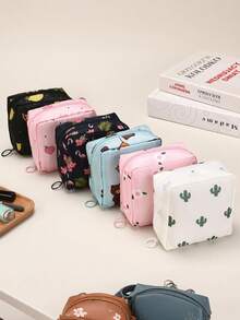 Bolsa de Armazenamento de Absorventes Higiênicos, Bolsa de Armazenamento de Tampões Femininos, Bolsa de Armazenamento de Absorventes Higiênicos com Padrão de Letras, Bolsa Portátil para Maquiagem e Batom, Bolsa Menstrual à Prova d'Água de Grande Capacidade, Bolsa de Armazenamento Portátil para Viagem - Multicolorido - Visão 5
