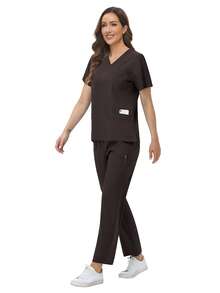 水疗制服 女式透气柔软短袖上衣直筒裤套装美容院美甲师工作服护士制服