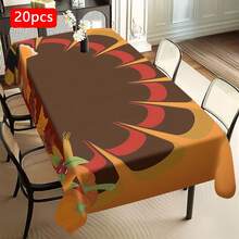 1/20 Stücke Herbst Thanksgiving Tischdecke, luxuriöser farbenfroher Kurven Hintergrund mit orangefarbenen Kürbissen und Ahornblatt Muster, geeignet für Restaurant, Küche, Thanksgiving Dekoration, Feiertags-Party Grundausstattung, perfekt für Heim-Dekoration